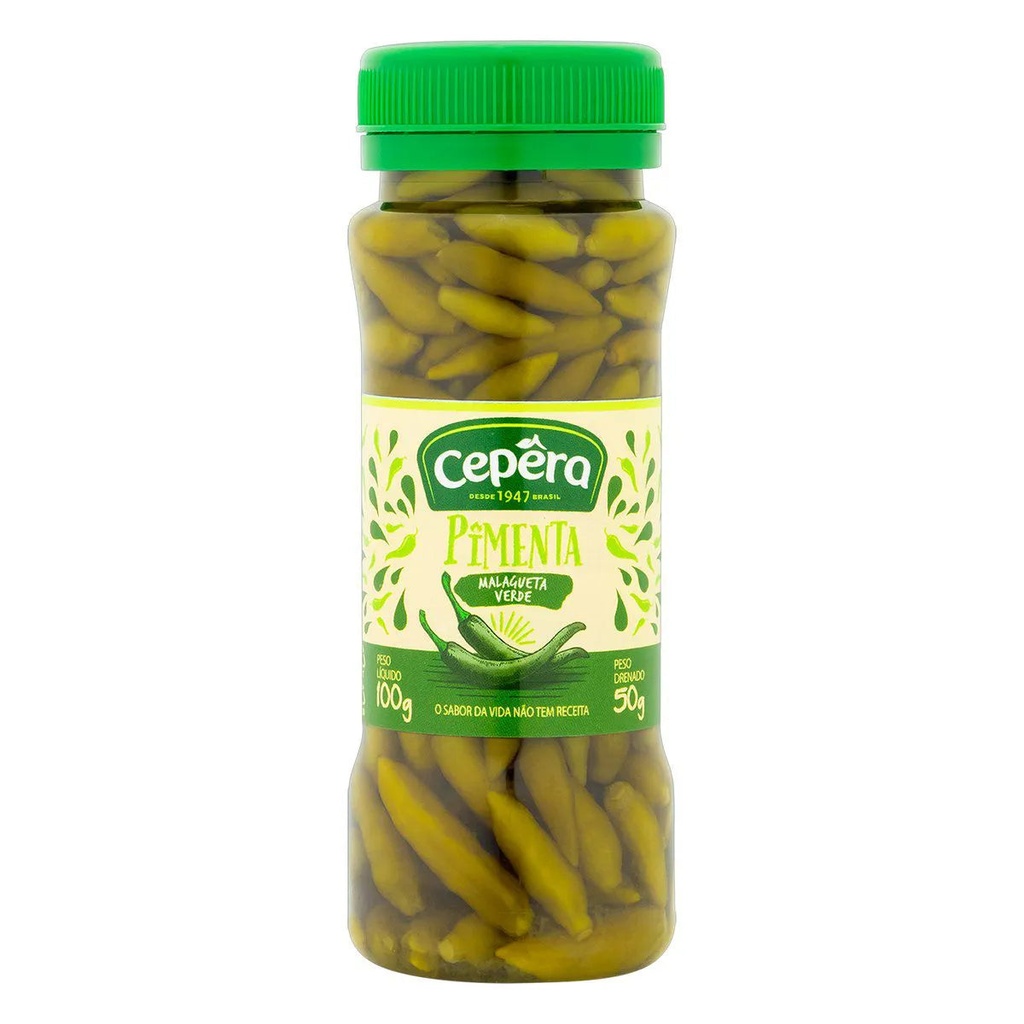 [MER-0220] Cepêra Pimenta Malagueta Verde em Conserva 100g