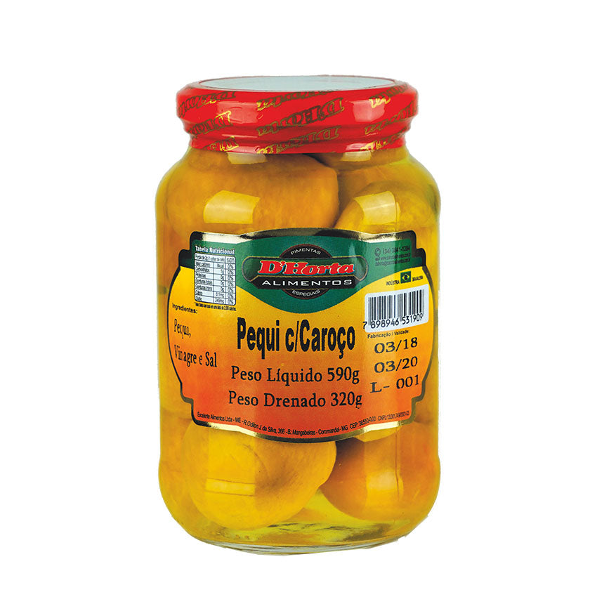 [MER-0350] D'Horta Pequi Entier avec Noyau en Conserve 590g (fruit du Cerrado brésilien)