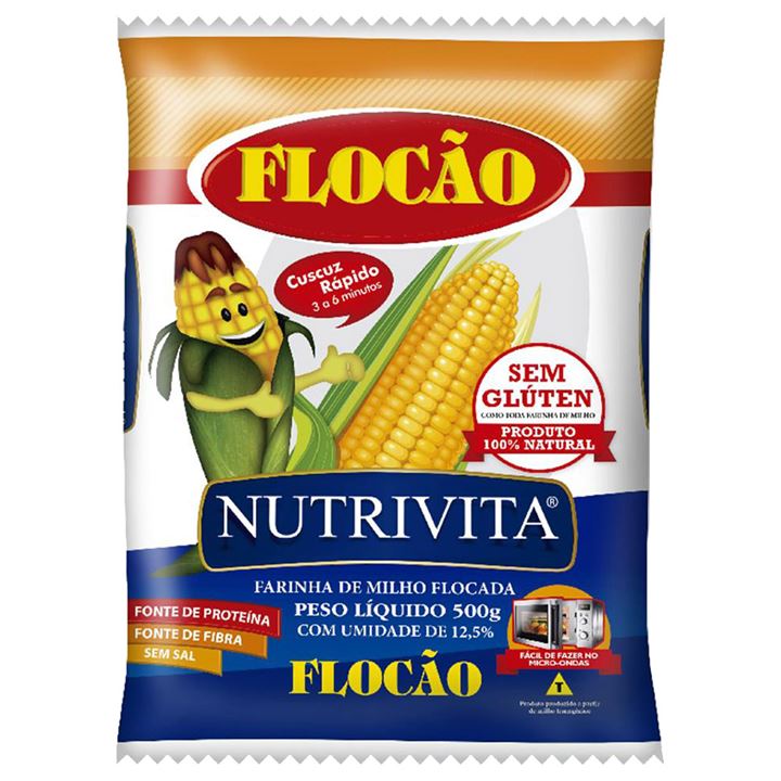 [MER-0510] Nutrivita Pre-Cooked Corn Meal for Cuscuz 500g (Brazilian corn couscous)
