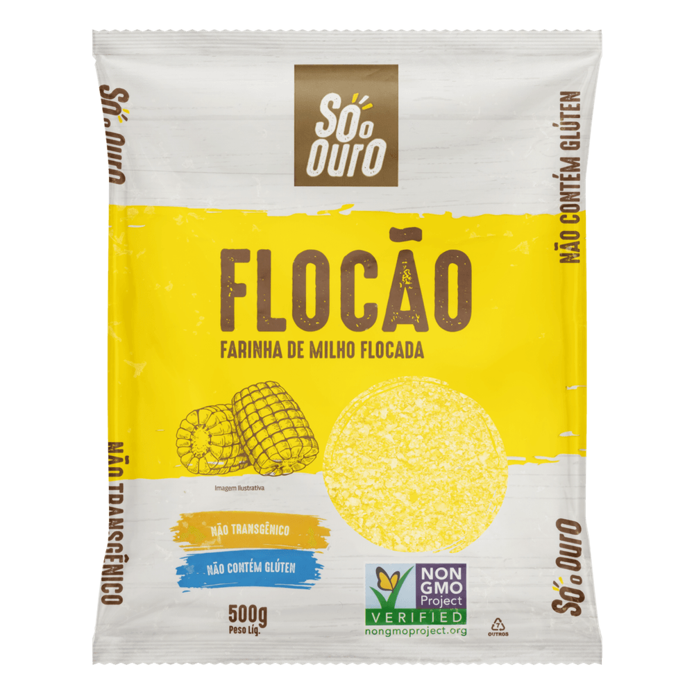 [MER-0900] Só o Ouro Flocão de Milho sem Transgênicos 500g